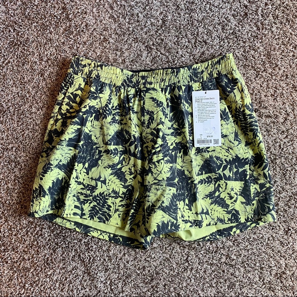 lululemon athletica Green and Black Swim Trunks